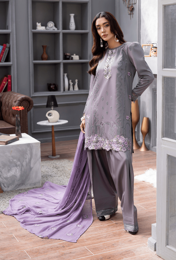 Humdum | Fareesha 26 | D05 - is Lavender Grey dress from Humdum - Ladies Clothes - Maria Faisal