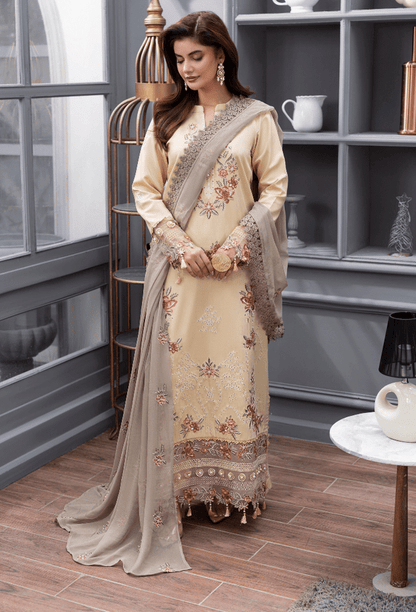 Humdum | Fareesha 26 | D09 - is Pastel Yellow dress from Humdum - Ladies Clothes - Maria Faisal