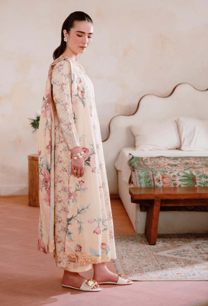 Humdum | Layla 25 | D04 - is Peach Cream dress from Humdum - Ladies Clothes - Maria Faisal