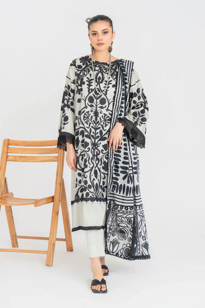 Ittehad | Printed Lawn 24 | IP3P08-3PS-LGY - Ladies Clothes 