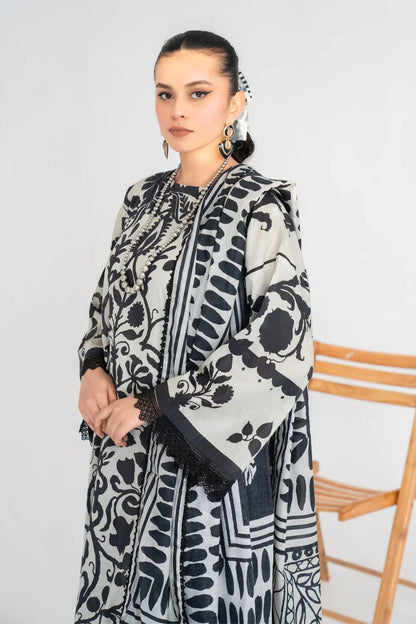 Ittehad | Printed Lawn 24 | IP3P08-3PS-LGY - Ladies Clothes 