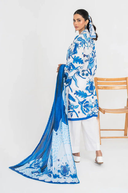 Ittehad | Printed Lawn 24 | IP3P10-3PS-BLU - Ladies Clothes 