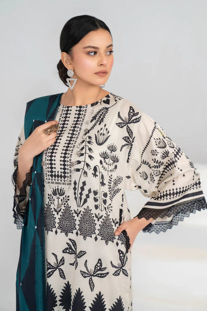 Ittehad | Printed Lawn 24 | IP3P02-3PS-BGE - Ladies Clothes 