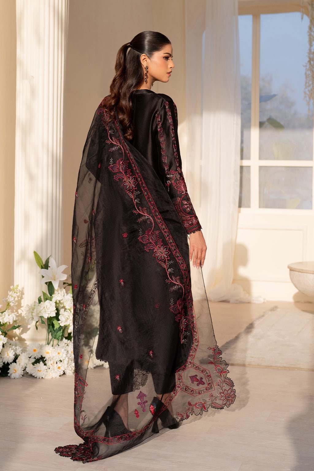 Iznik | Festive Formal | UE - 434 Embroidered Pure silk - is Black dress from Iznik - Ladies Clothes - Maria Faisal