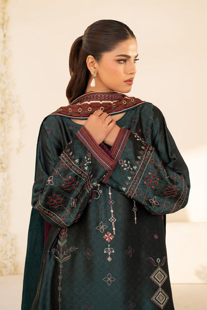 Iznik | Festive Formal | UE - 435 Embroidered Pure silk - is Deep Green dress from Iznik - Ladies Clothes - Maria Faisal
