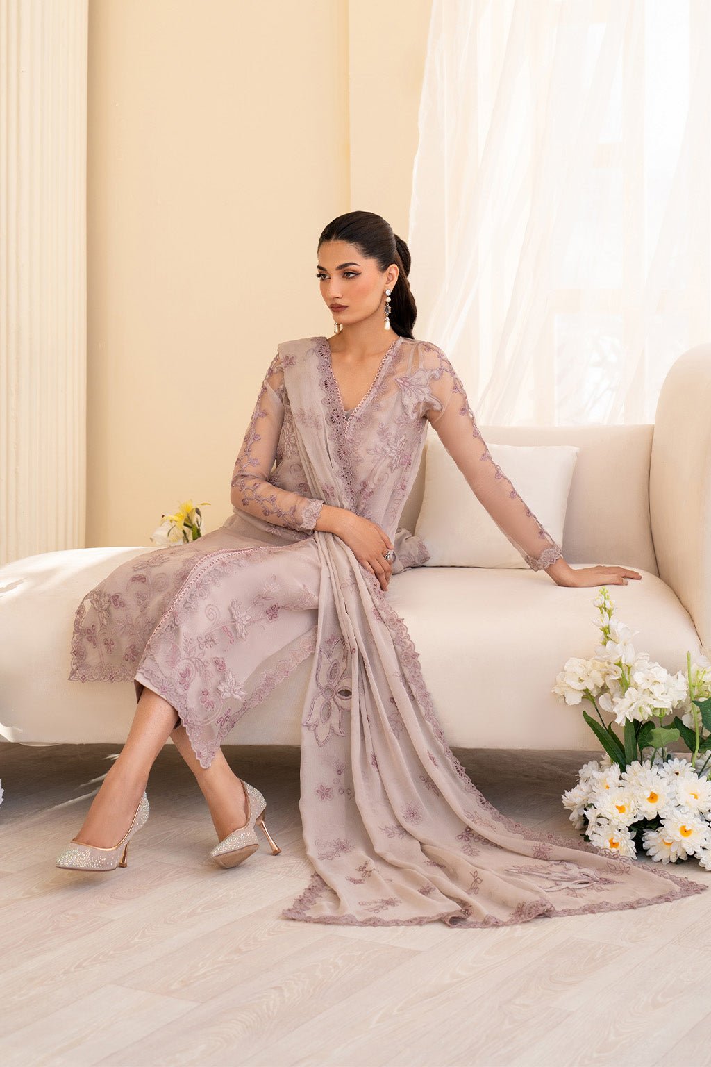 Iznik | Festive Formal | UE - 437 Embroidered Pure Organza - is Lilac dress from Iznik - Ladies Clothes - Maria Faisal