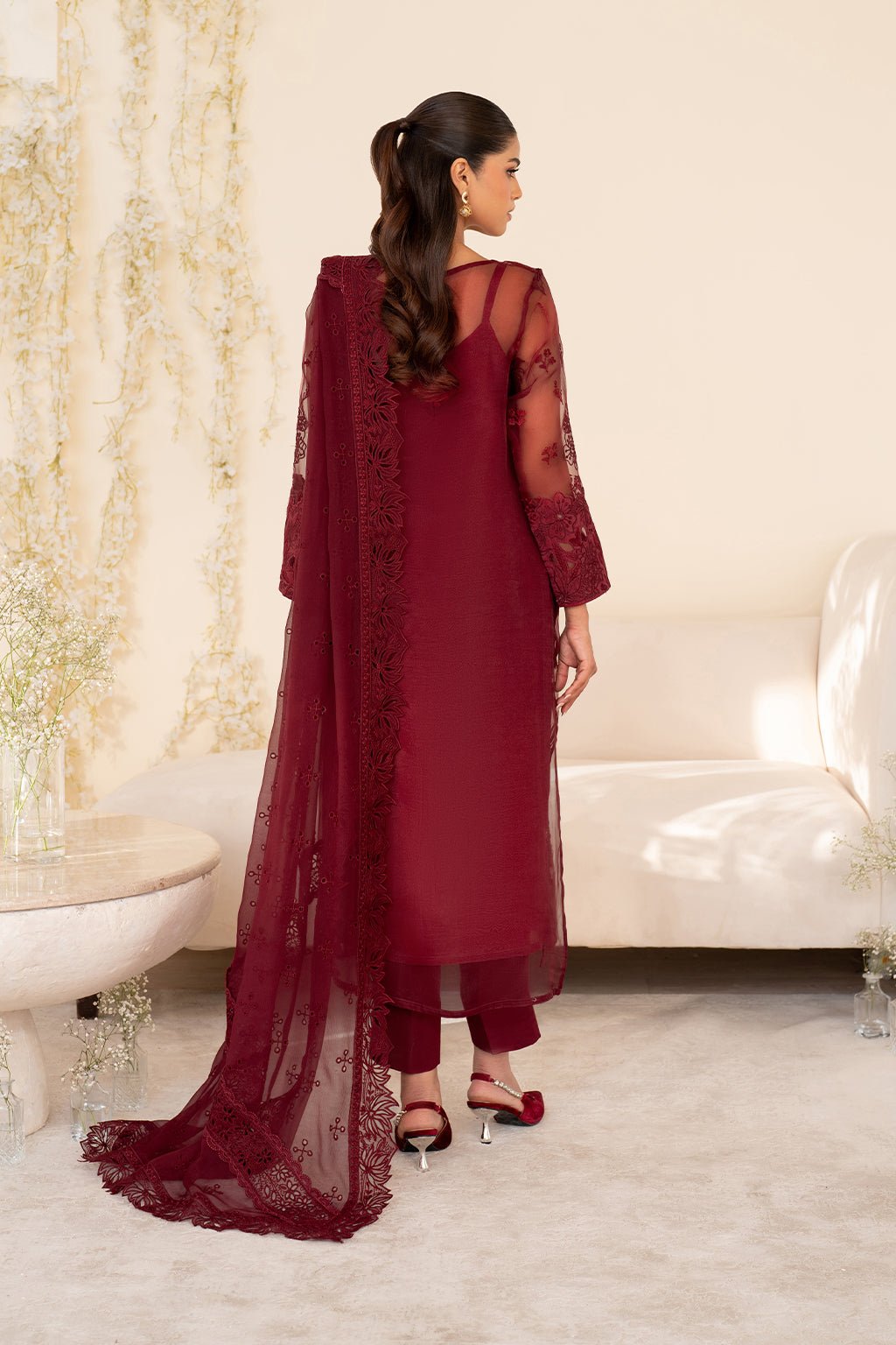 Iznik | Festive Formal | UE - 438 Embroidered Pure Organza - is Maroon dress from Iznik - Ladies Clothes - Maria Faisal