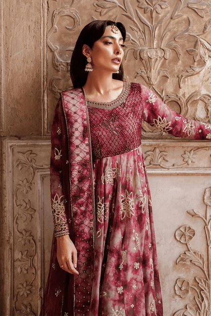 Iznik | Festive Formal | UE - 533 Printed Chiffon - is Maroon dress from Iznik - Ladies Clothes - Maria Faisal