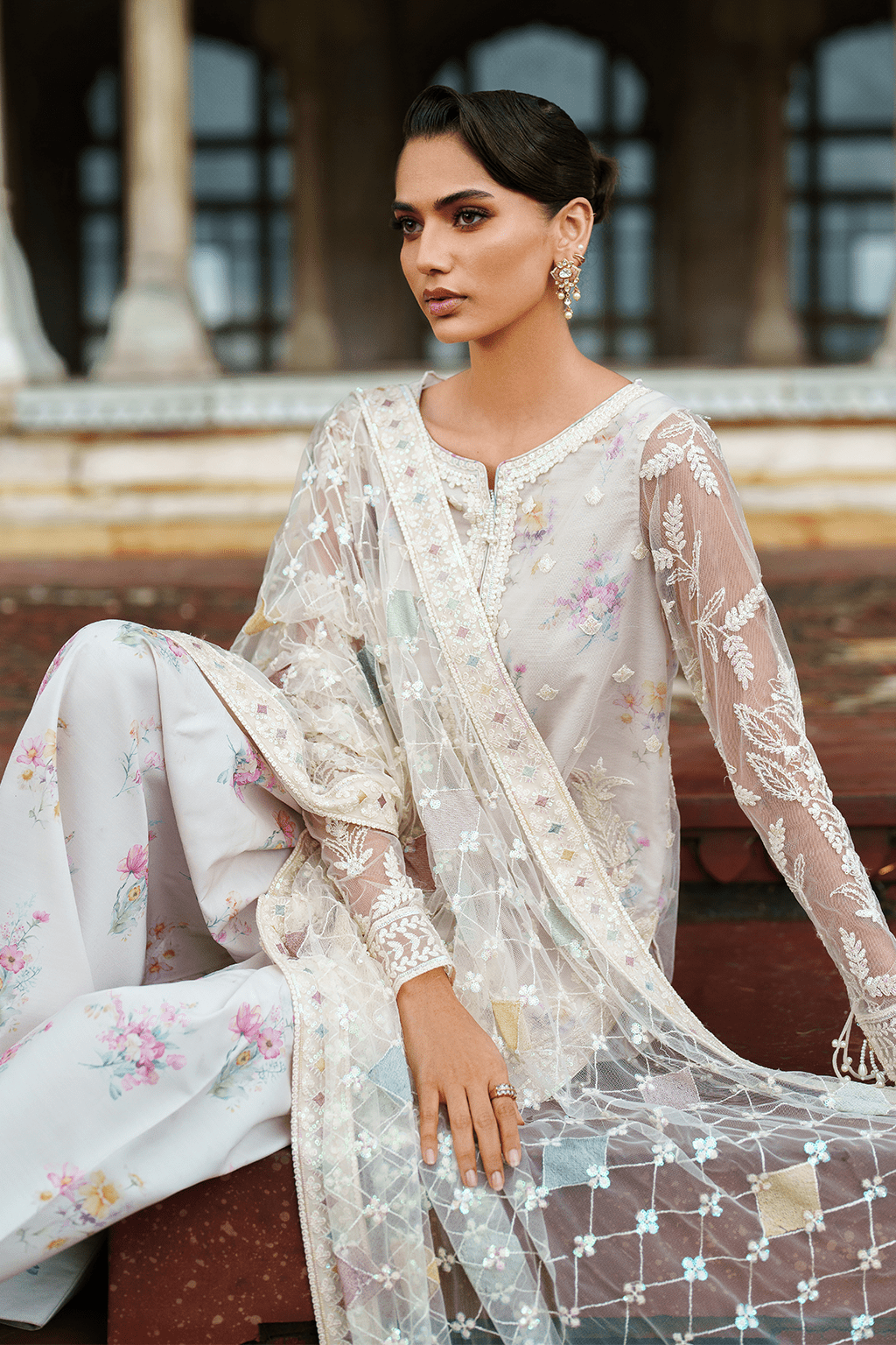 Iznik | Festive Formal | UE - 534 Embroidered Net - is White dress from Iznik - Ladies Clothes - Maria Faisal