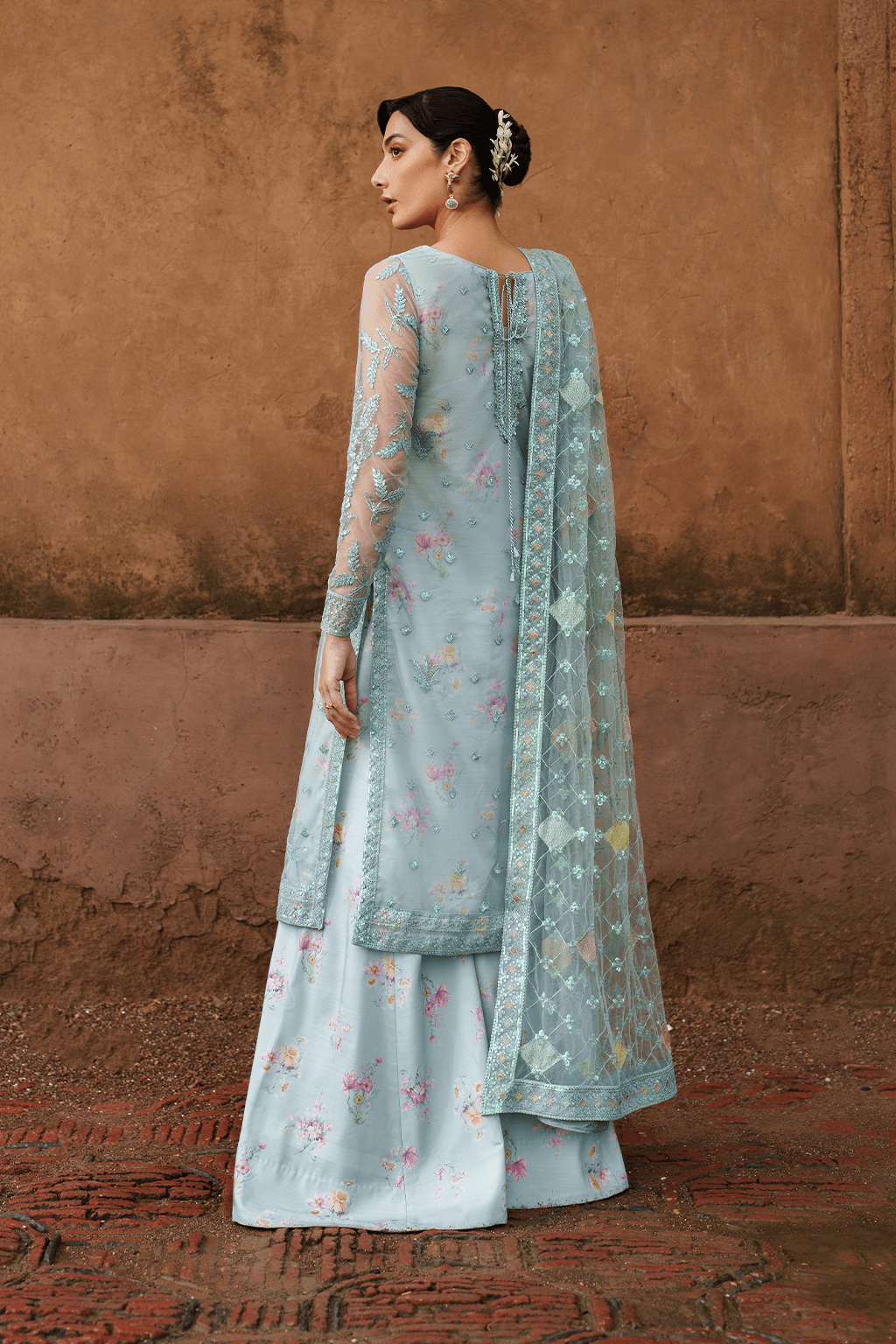 Iznik | Festive Formal | UE - 535 Embroidered Net - is Sky Blue dress from Iznik - Ladies Clothes - Maria Faisal