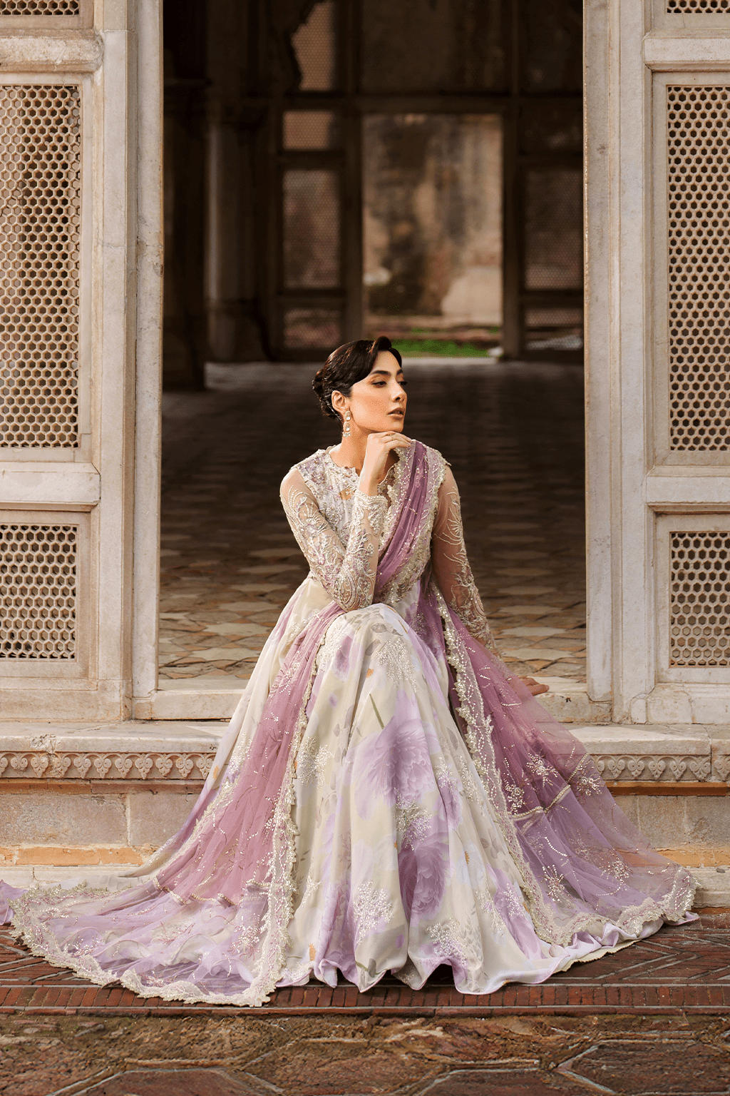 Iznik | Festive Formal | UE - 546 Embroidered Chiffon - is Ivory dress from Iznik - Ladies Clothes - Maria Faisal