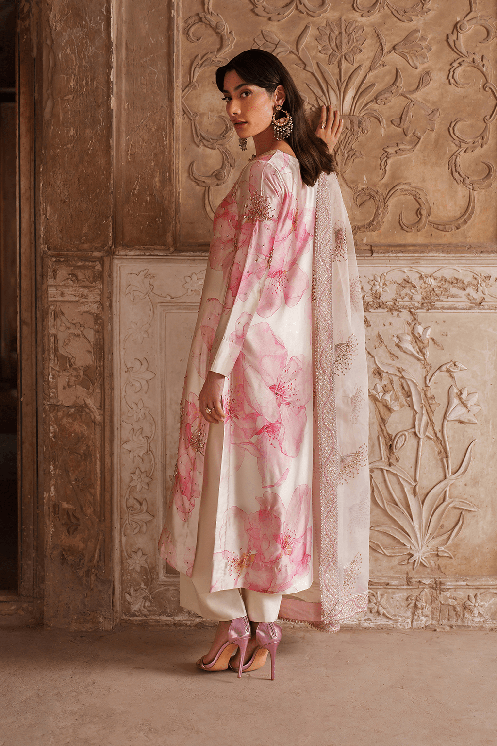 Iznik | Festive Formal | UE - 547 Printed Charmeuse - is Ivory dress from Iznik - Ladies Clothes - Maria Faisal