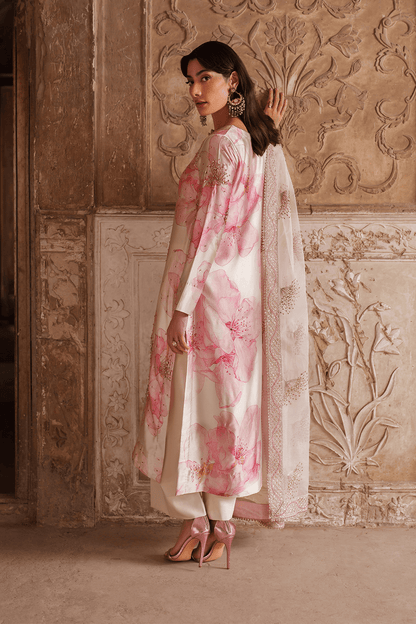 Iznik | Festive Formal | UE - 547 Printed Charmeuse - is Ivory dress from Iznik - Ladies Clothes - Maria Faisal