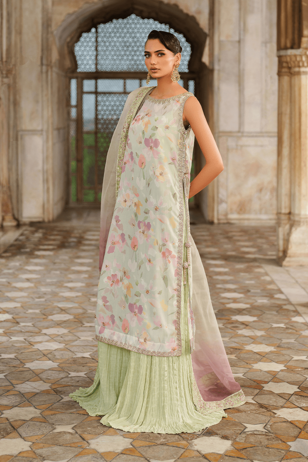 Iznik | Festive Formal | UE - 549 Printed Chiffon - is Mint Green dress from Iznik - Ladies Clothes - Maria Faisal