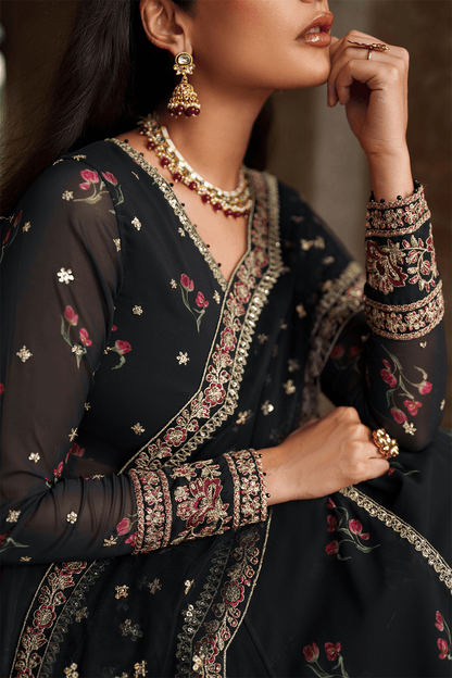 Iznik | Festive Formal | UE - 550 Printed Chiffon - is Black dress from Iznik - Ladies Clothes - Maria Faisal