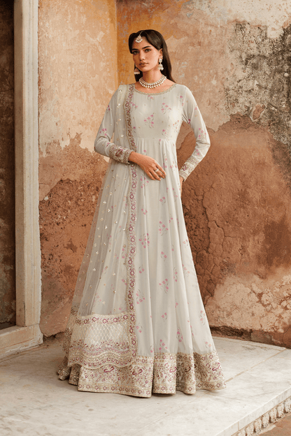 Iznik | Festive Formal | UE - 551 Printed Chiffon - is Off White dress from Iznik - Ladies Clothes - Maria Faisal