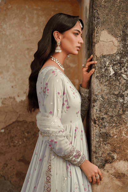 Iznik | Festive Formal | UE - 551 Printed Chiffon - is Off White dress from Iznik - Ladies Clothes - Maria Faisal
