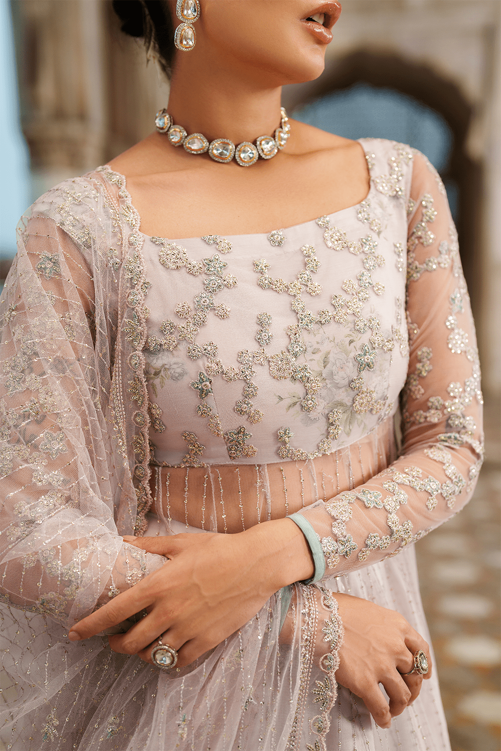 Iznik | Festive Formal | UE - 552 Embroidered Net - is White dress from Iznik - Ladies Clothes - Maria Faisal