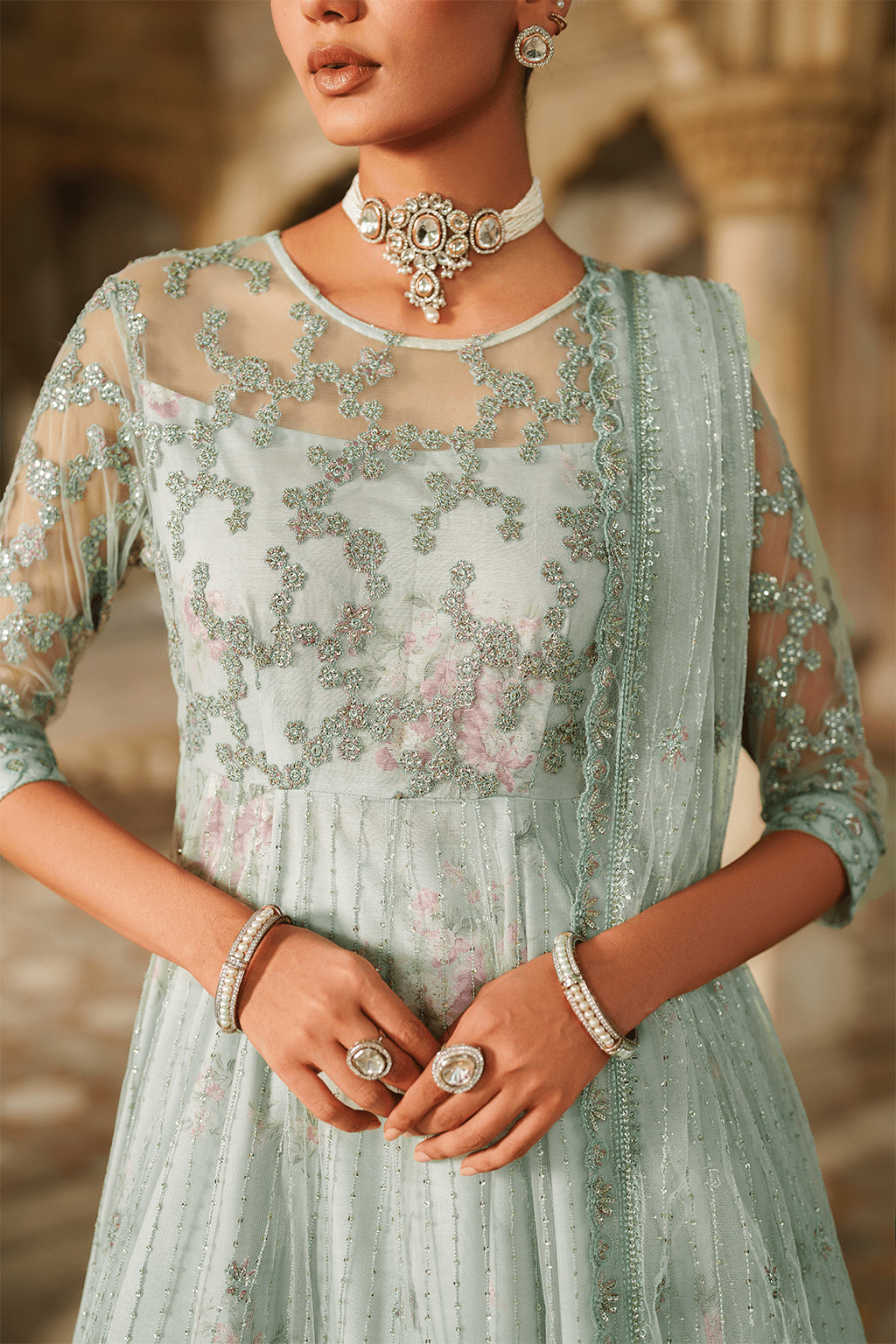 Iznik | Festive Formal | UE - 553 Embroidered Net - is Green dress from Iznik - Ladies Clothes - Maria Faisal