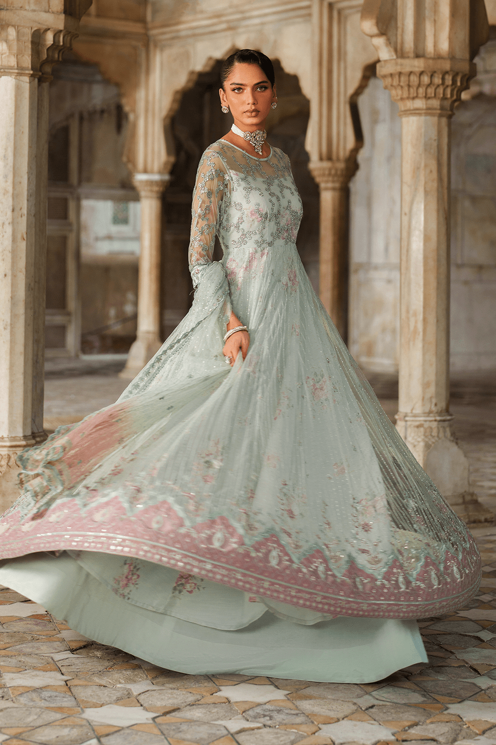 Iznik | Festive Formal | UE - 553 Embroidered Net - is Green dress from Iznik - Ladies Clothes - Maria Faisal