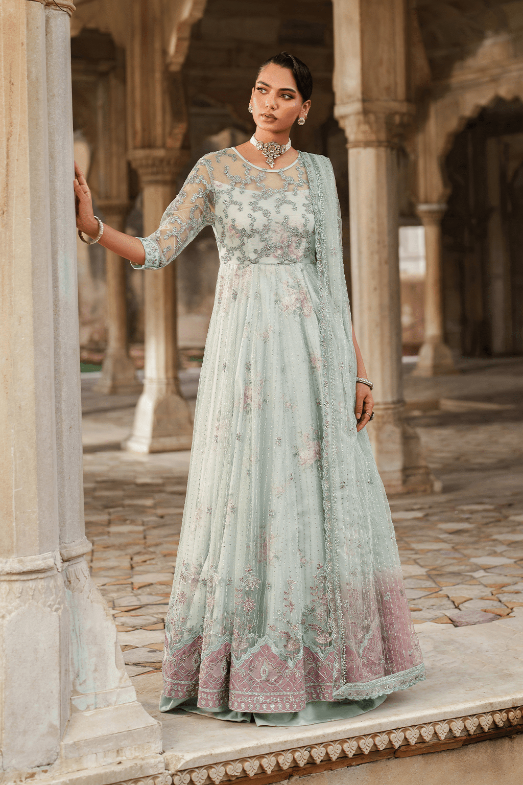 Iznik | Festive Formal | UE - 553 Embroidered Net - is Green dress from Iznik - Ladies Clothes - Maria Faisal
