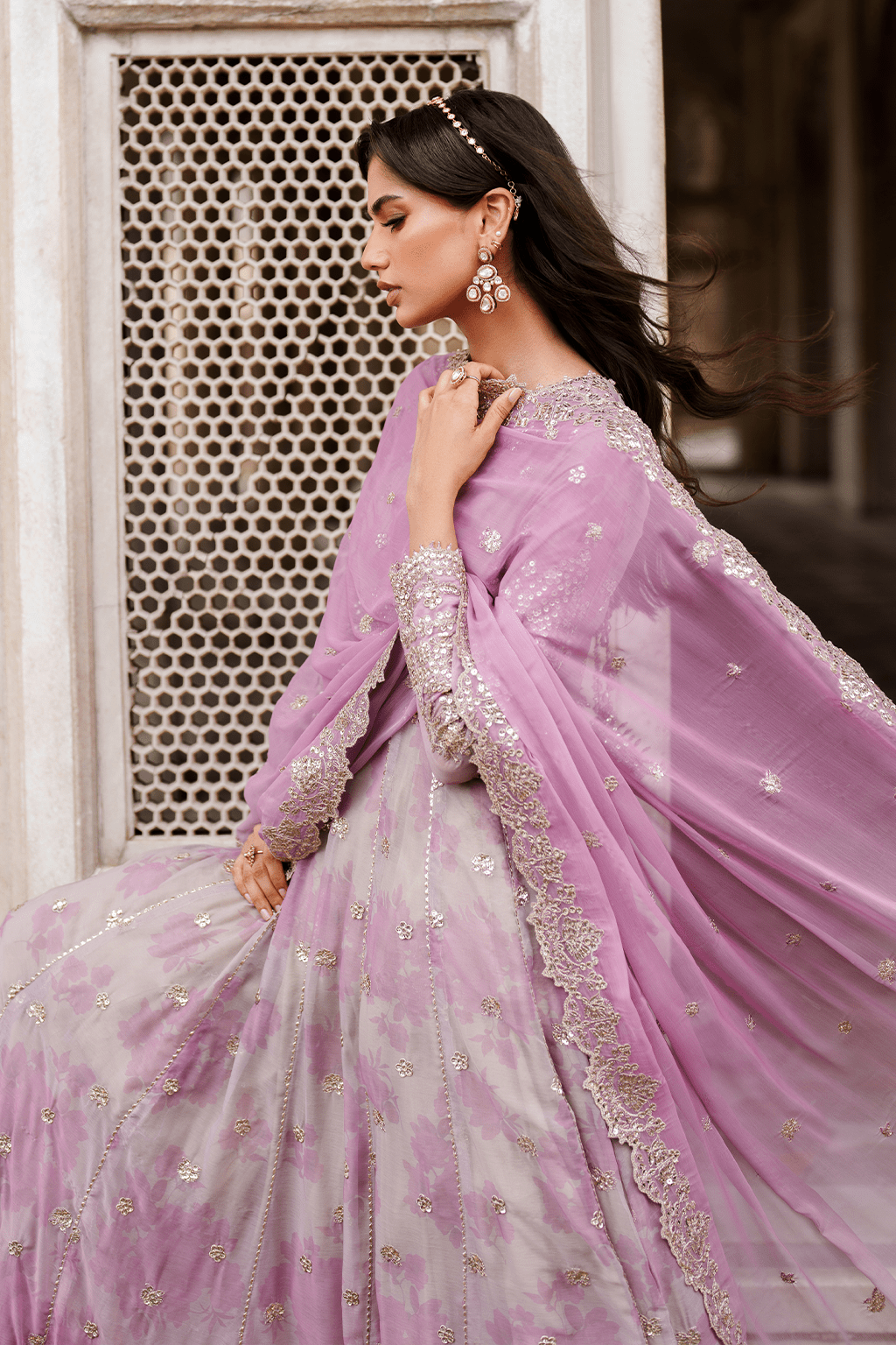 Iznik | Festive Formal | UE - 555 Printed Chiffon - is Lilac dress from Iznik - Ladies Clothes - Maria Faisal