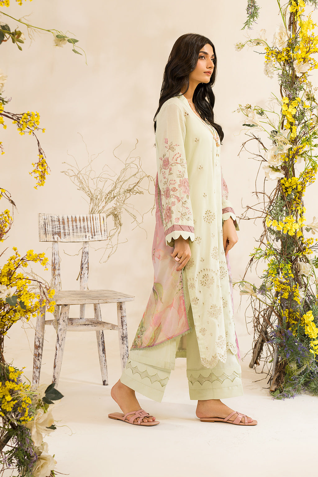 Iznik | Lawnkari 24 | UE-198 SILKGREEN - Ladies Clothes - Maria Faisal