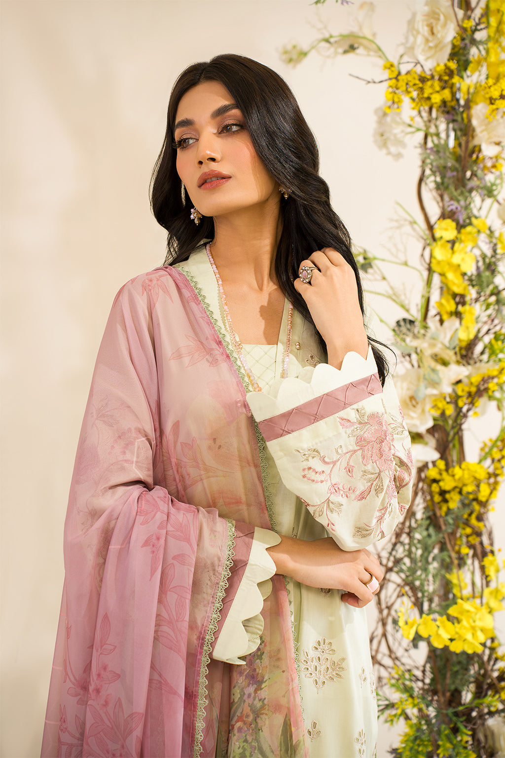 Iznik | Lawnkari 24 | UE-198 SILKGREEN - Ladies Clothes - Maria Faisal