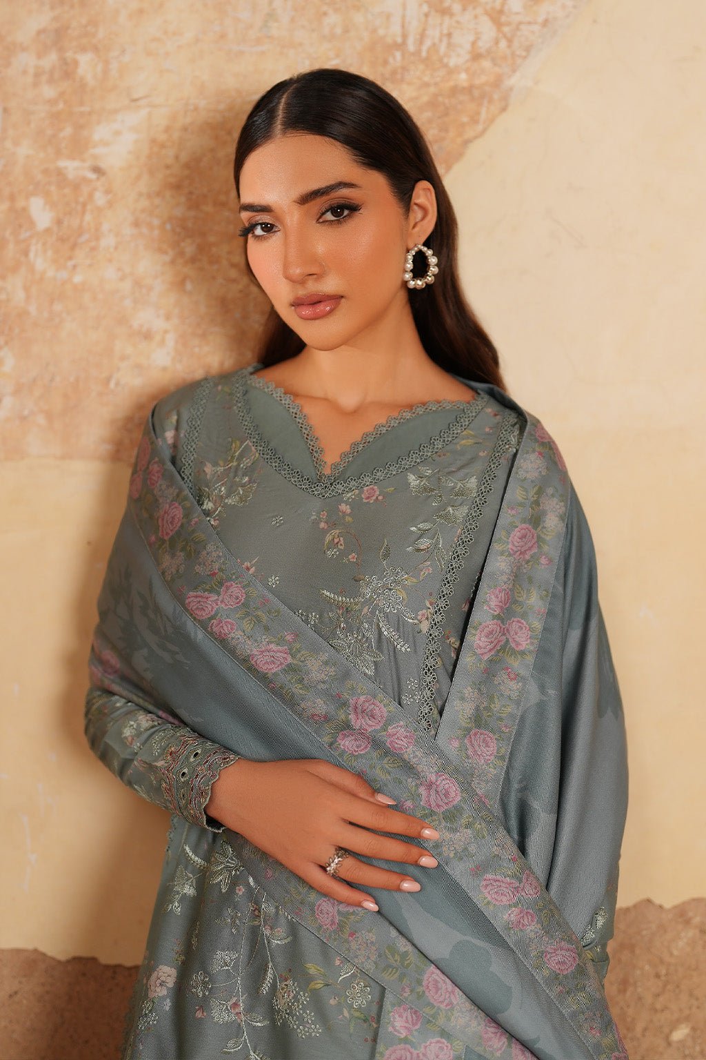 Iznik | Winter 25 | IPF - 10 - is Gray dress from Iznik - Ladies Clothes - Maria Faisal