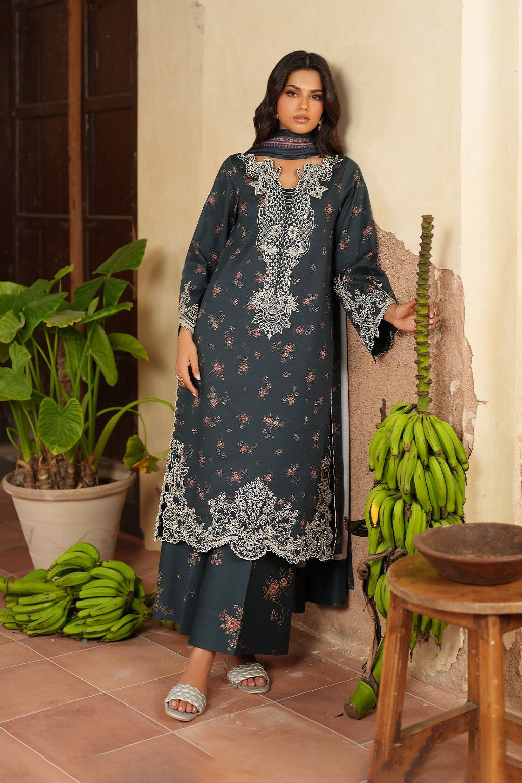 Iznik | Winter 25 | IPF - 12 - is Midnight Blue dress from Iznik - Ladies Clothes - Maria Faisal