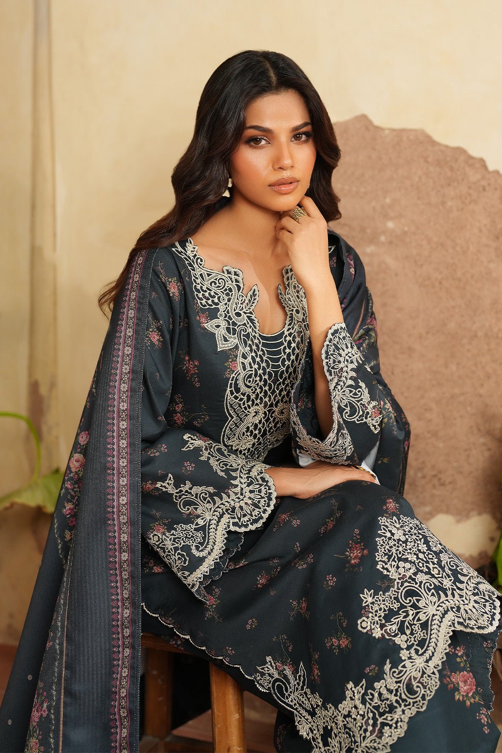 Iznik | Winter 25 | IPF - 12 - is Midnight Blue dress from Iznik - Ladies Clothes - Maria Faisal