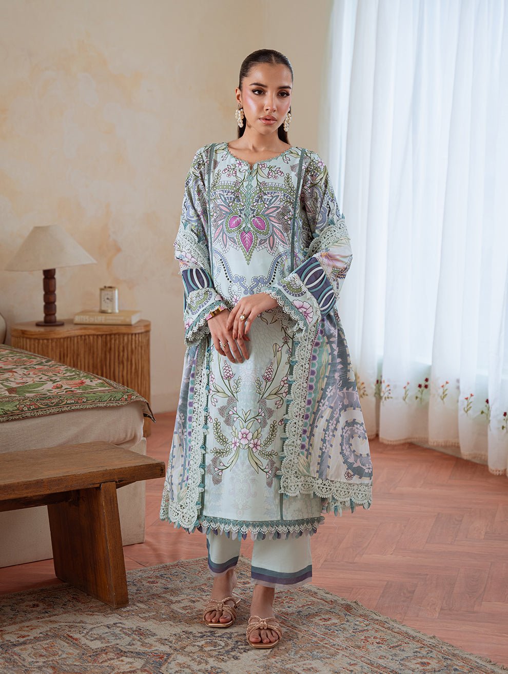 Jade | Cambric 25 | URBANE CAMBRIC PRINTS 2025 A - is Light Blue dress from Jade - Ladies Clothes - Maria Faisal