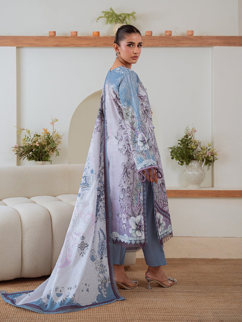 Jade | Cambric 25 | URBANE CAMBRIC PRINTS 2025 AF - is Soft Lilac dress from Jade - Ladies Clothes - Maria Faisal