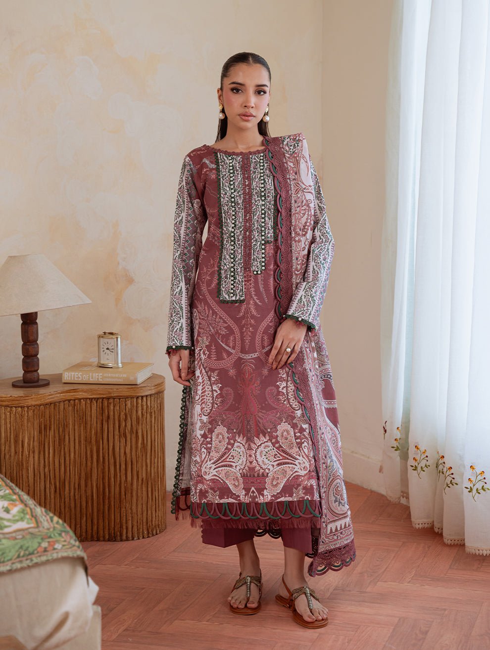 Jade | Cambric 25 | URBANE CAMBRIC PRINTS 2025 C - is Maroon dress from Jade - Ladies Clothes - Maria Faisal