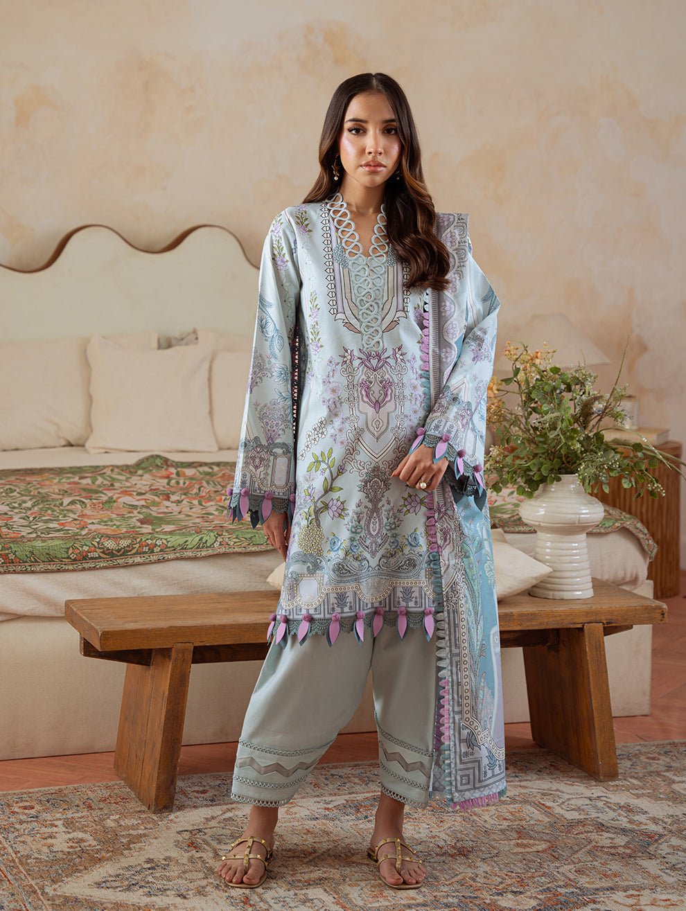 Jade | Cambric 25 | URBANE CAMBRIC PRINTS 2025 P - is Light Blue dress from Jade - Ladies Clothes - Maria Faisal