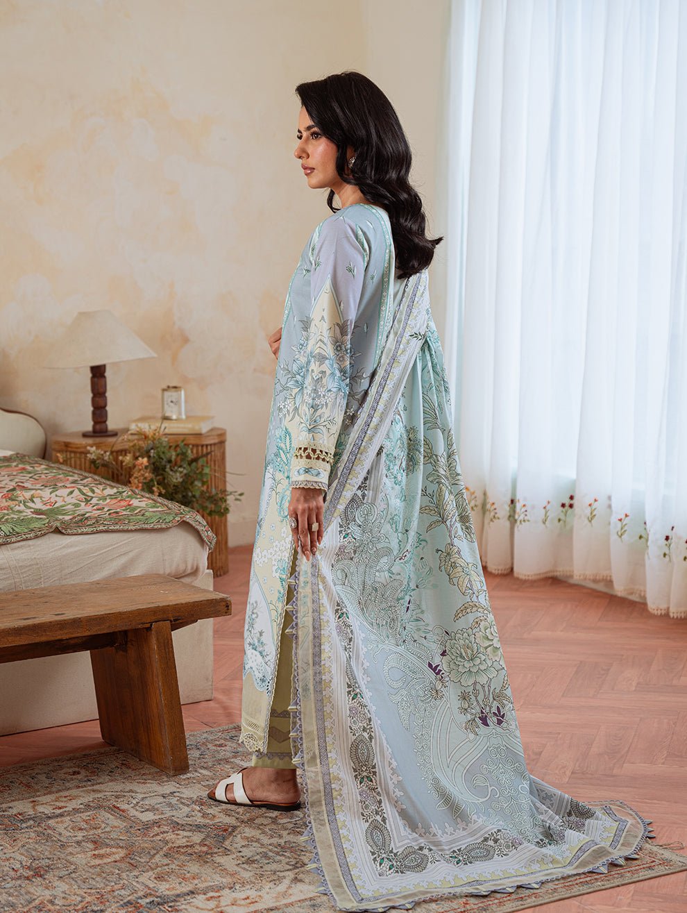 Jade | Cambric 25 | URBANE CAMBRIC PRINTS 2025 R - is Light Blue dress from Jade - Ladies Clothes - Maria Faisal