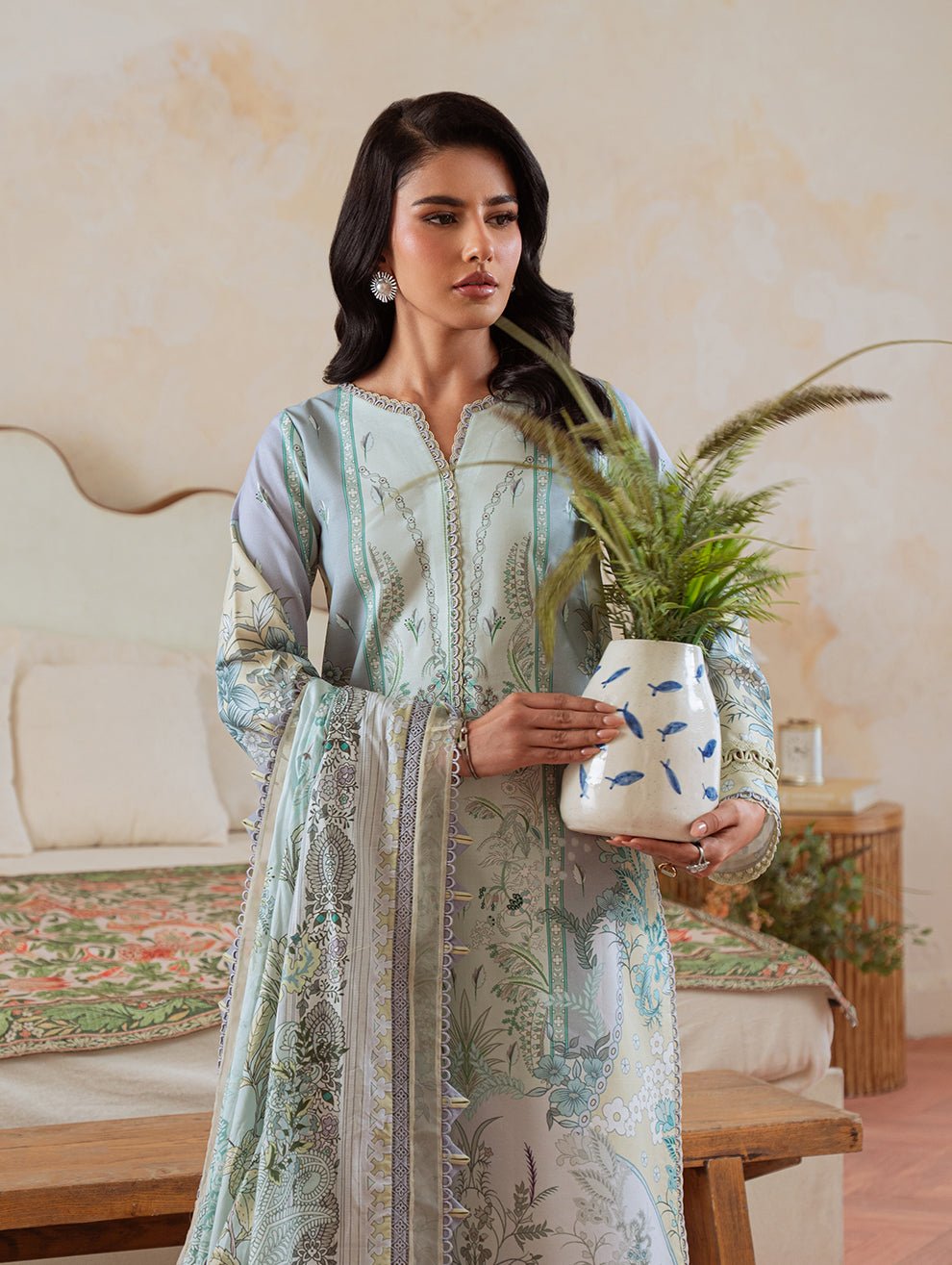 Jade | Cambric 25 | URBANE CAMBRIC PRINTS 2025 R - is Light Blue dress from Jade - Ladies Clothes - Maria Faisal