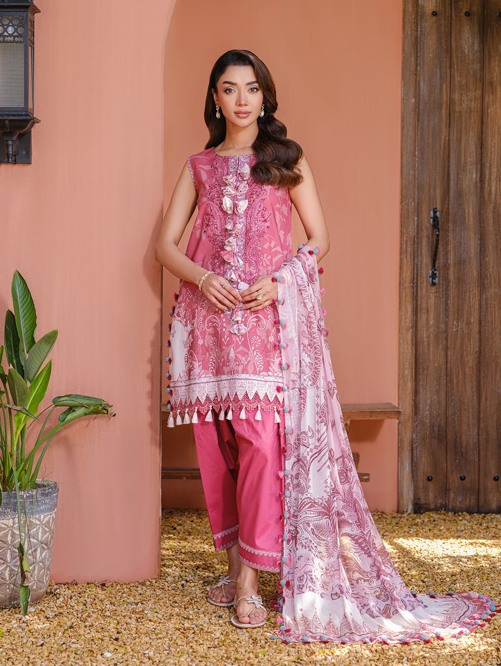 Jade | Cambric 25 | URBANE EMBROIDERED CAMBRIC 25 MUL - is Pink dress from Jade - Ladies Clothes - Maria Faisal