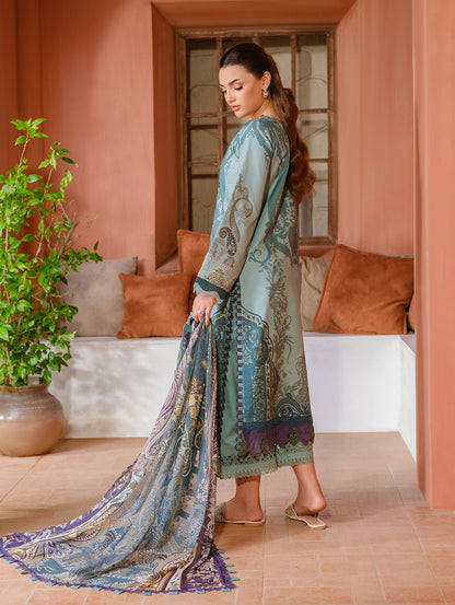 Jade | Cambric 25 | URBANE EMBROIDERED CAMBRIC 25 PG - is Pale Aqua dress from Jade - Ladies Clothes - Maria Faisal