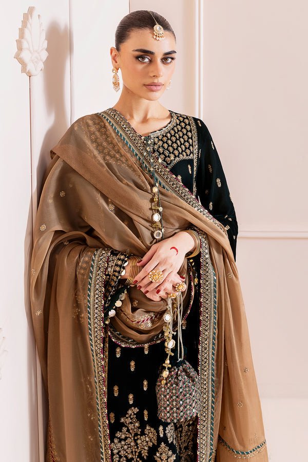 Jazmin | Chandni Velvet Formals 25 | Embroidered Velvet Formal CVF D - 01 - is Black dress from Jazmin - Ladies Clothes - Maria Faisal