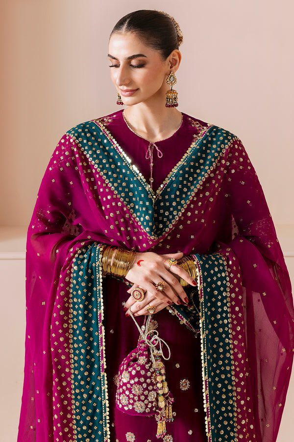 Jazmin | Chandni Velvet Formals 25 | Embroidered Velvet Formal CVF D - 02 - is Magenta dress from Jazmin - Ladies Clothes - Maria Faisal
