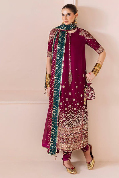 Jazmin | Chandni Velvet Formals 25 | Embroidered Velvet Formal CVF D - 02 - is Magenta dress from Jazmin - Ladies Clothes - Maria Faisal