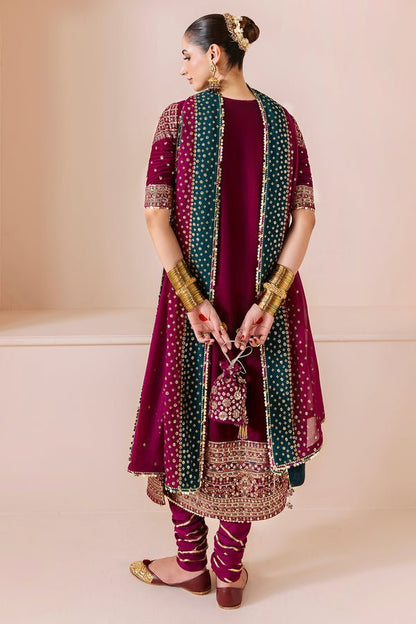 Jazmin | Chandni Velvet Formals 25 | Embroidered Velvet Formal CVF D - 02 - is Magenta dress from Jazmin - Ladies Clothes - Maria Faisal