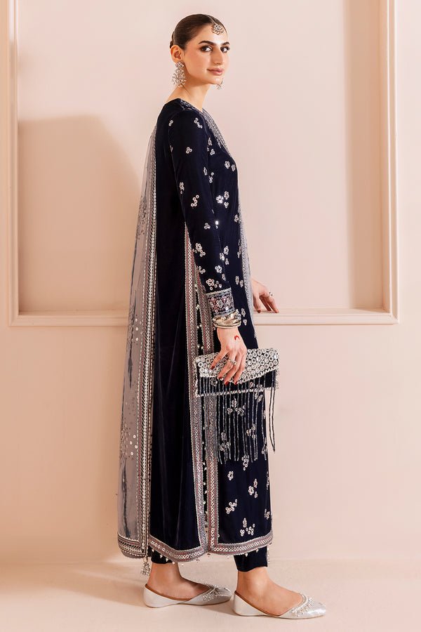 Jazmin | Chandni Velvet Formals 25 | Embroidered Velvet Formal CVF D - 03 - is Silver dress from Jazmin - Ladies Clothes - Maria Faisal
