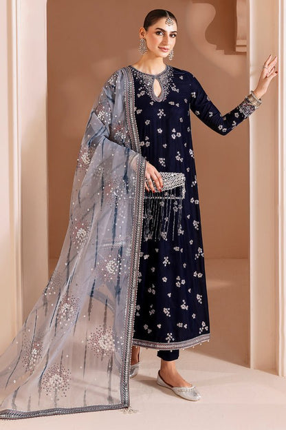 Jazmin | Chandni Velvet Formals 25 | Embroidered Velvet Formal CVF D - 03 - is Silver dress from Jazmin - Ladies Clothes - Maria Faisal