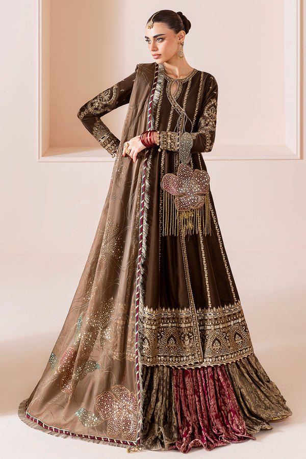 Jazmin | Chandni Velvet Formals 25 | Embroidered Velvet Formal CVF D - 04 - is Brown dress from Jazmin - Ladies Clothes - Maria Faisal
