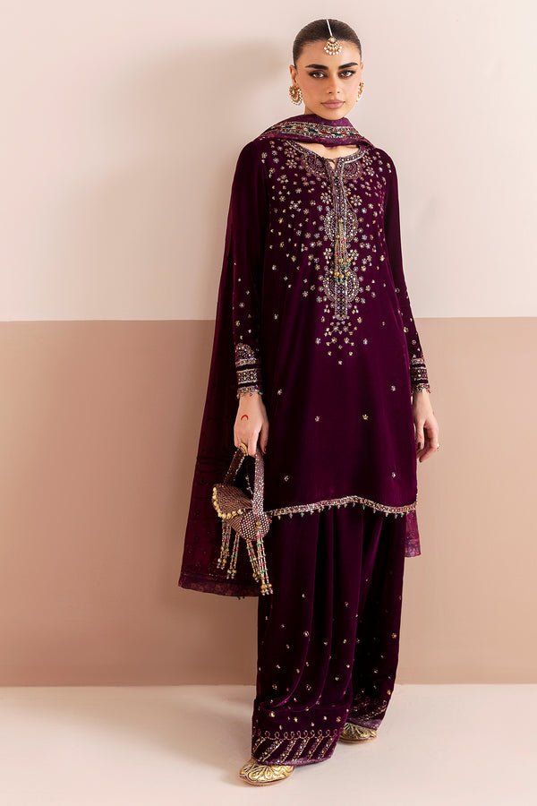 Jazmin | Chandni Velvet Formals 25 | Embroidered Velvet Formal CVF D - 05 - is Magenta dress from Jazmin - Ladies Clothes - Maria Faisal
