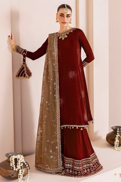 Jazmin | Chandni Velvet Formals 25 | Embroidered Velvet Formal CVF D - 07 - is Brown dress from Jazmin - Ladies Clothes - Maria Faisal