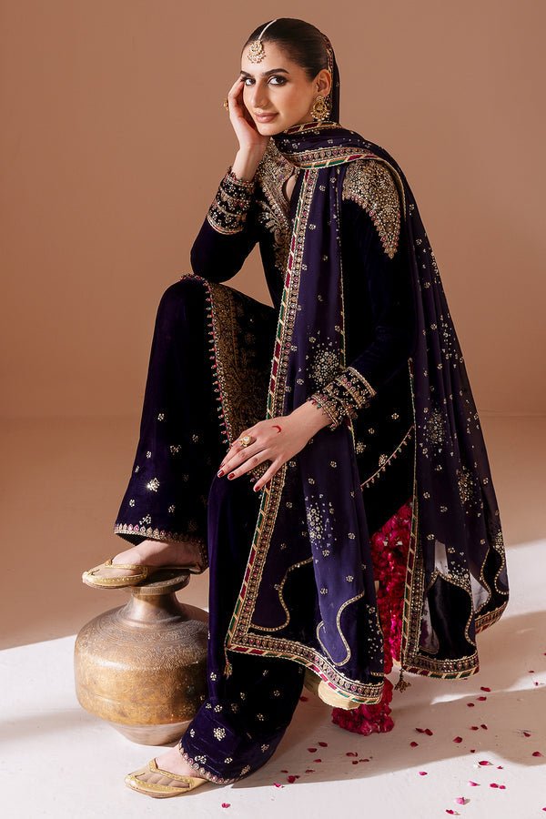 Jazmin | Chandni Velvet Formals 25 | Embroidered Velvet Formal CVF D - 08 - is Purple dress from Jazmin - Ladies Clothes - Maria Faisal