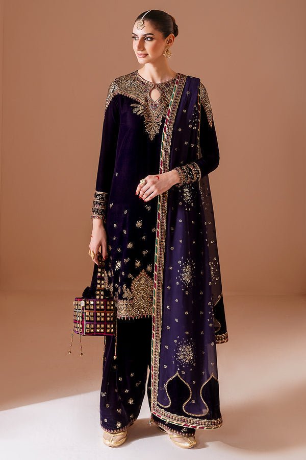 Jazmin | Chandni Velvet Formals 25 | Embroidered Velvet Formal CVF D - 08 - is Purple dress from Jazmin - Ladies Clothes - Maria Faisal